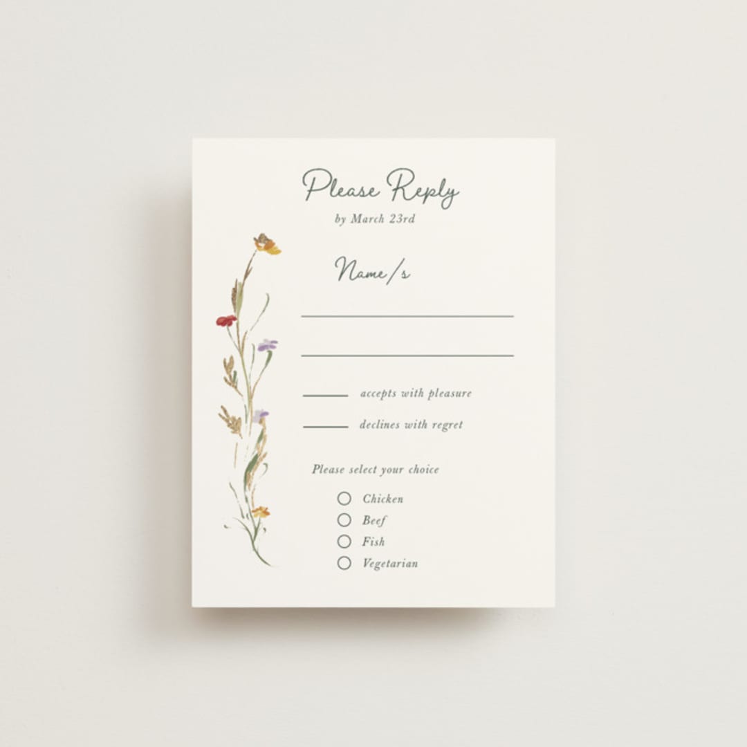 "Coastal Bloom" - RSVP Cards in Garden Green by Lucrecia Caporale - Front