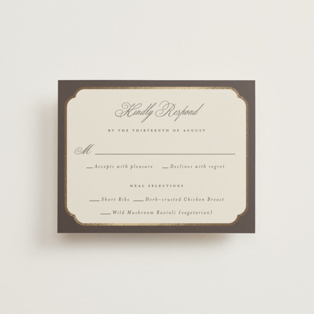 "Arch Frame" - RSVP Cards in Cognac by Emily Betts - Front