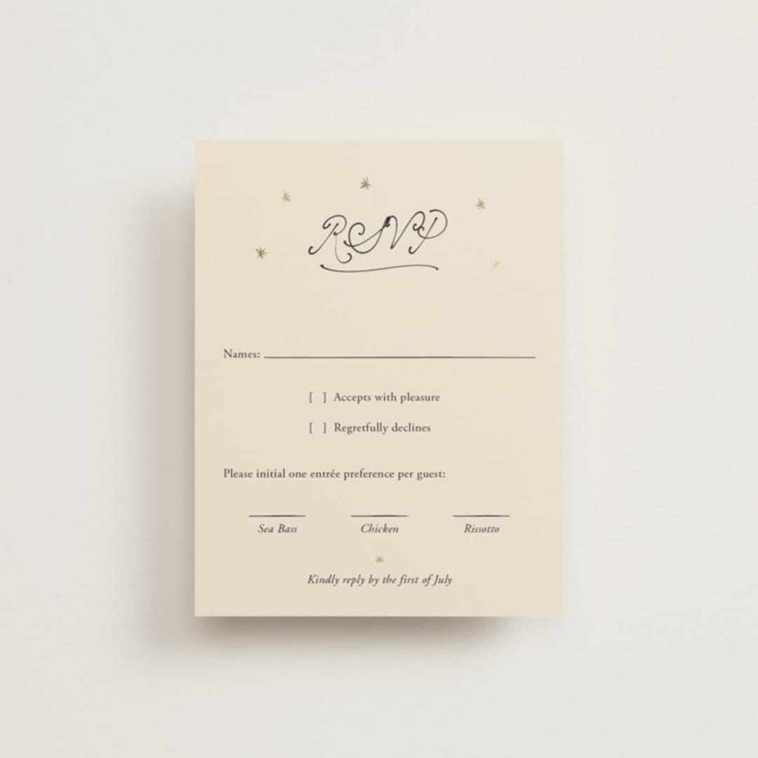 "Written in the Stars" - RSVP Cards in Noir by Ani Somi - Front