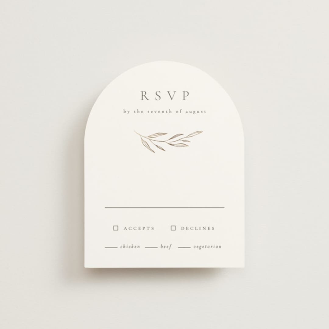 "Leaves" - RSVP Cards in Moss by Kelly Schmidt - Front