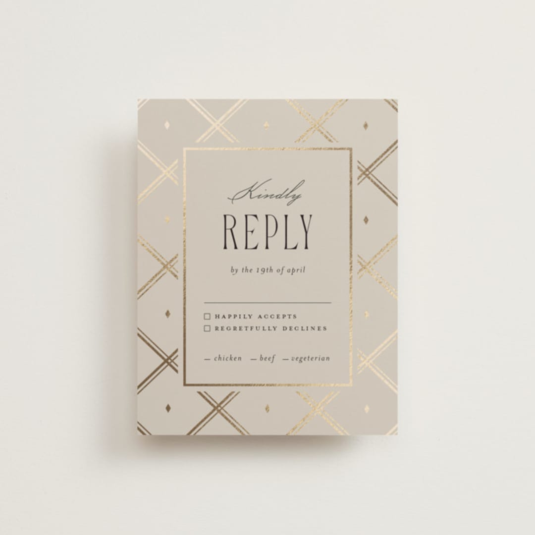 "Luxe Lines" - RSVP Cards in Champagne by Kristin Oliversen - Front