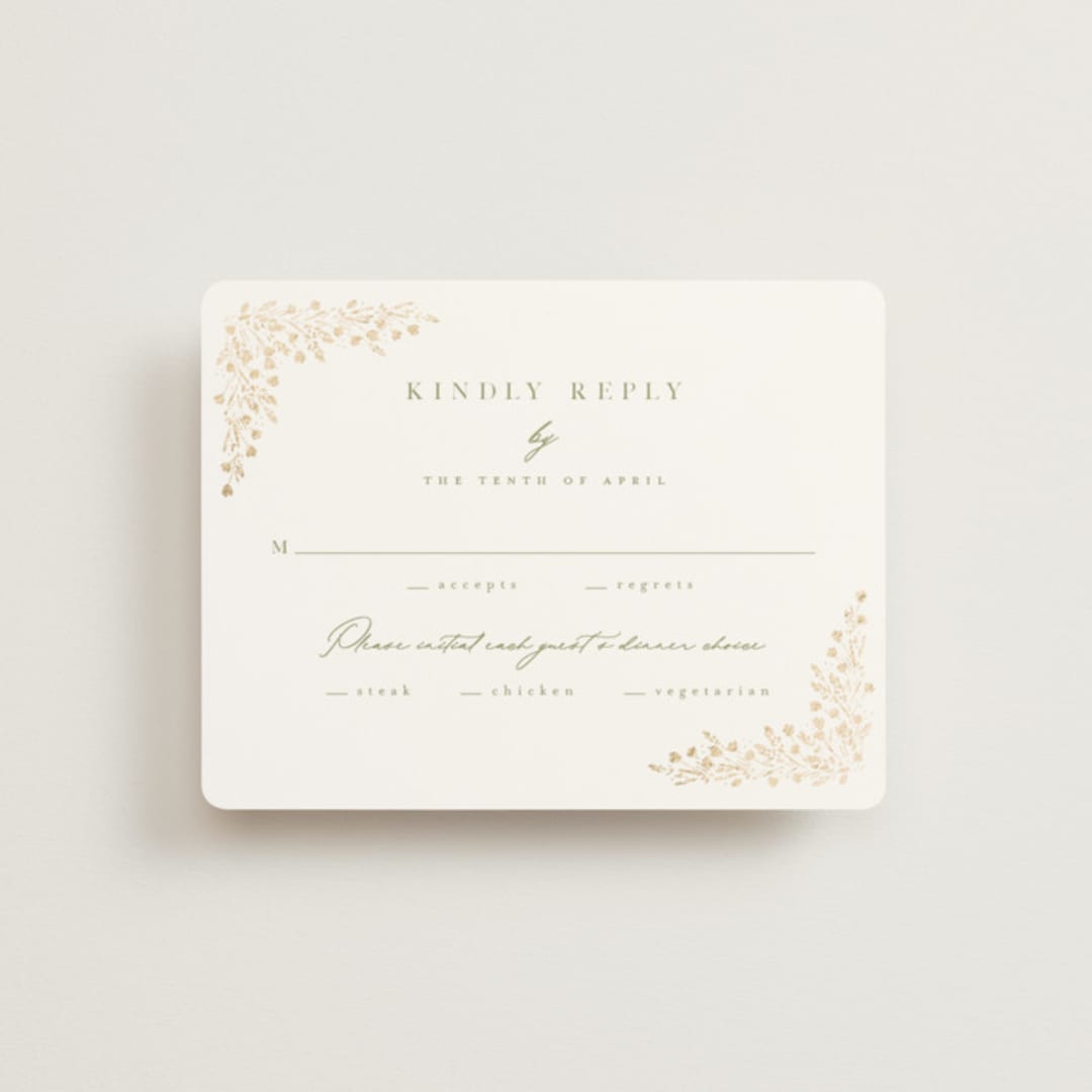 "Villa" - RSVP Cards in Leaf by Kristie Kern - Front