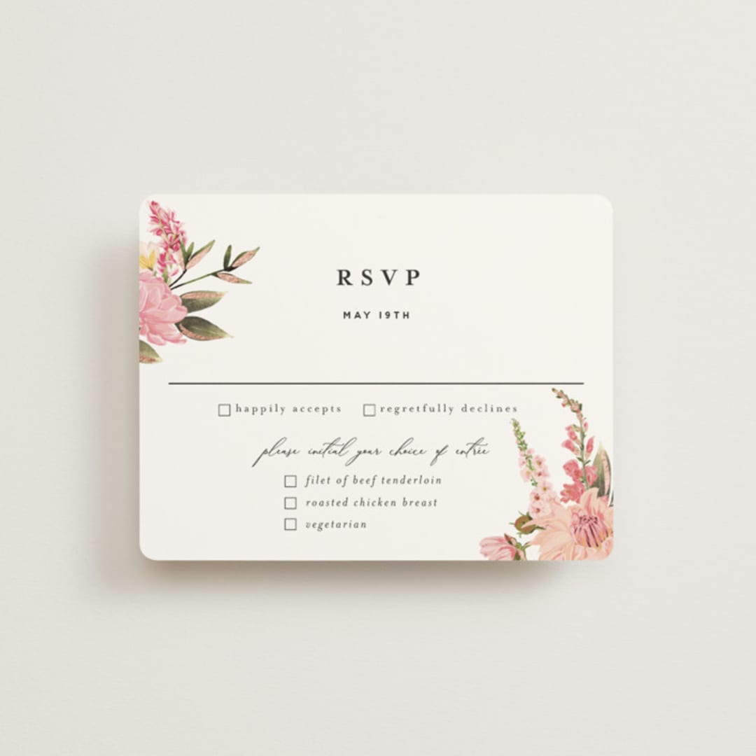 "Lush" - RSVP Cards in Blush by Susan Moyal - Front