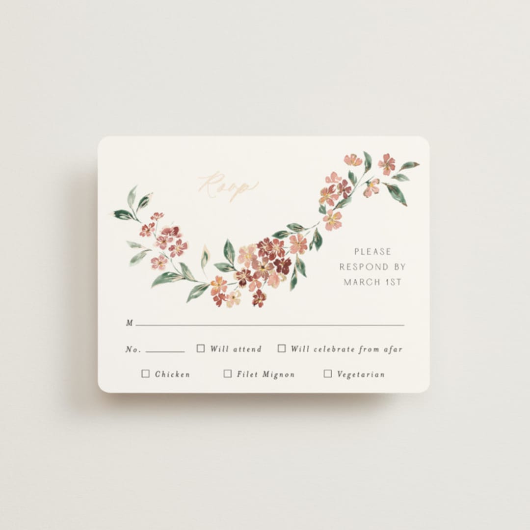 "Sweeping Vine" - RSVP Cards in Dusty Rose by Itsy Belle Studio - Front
