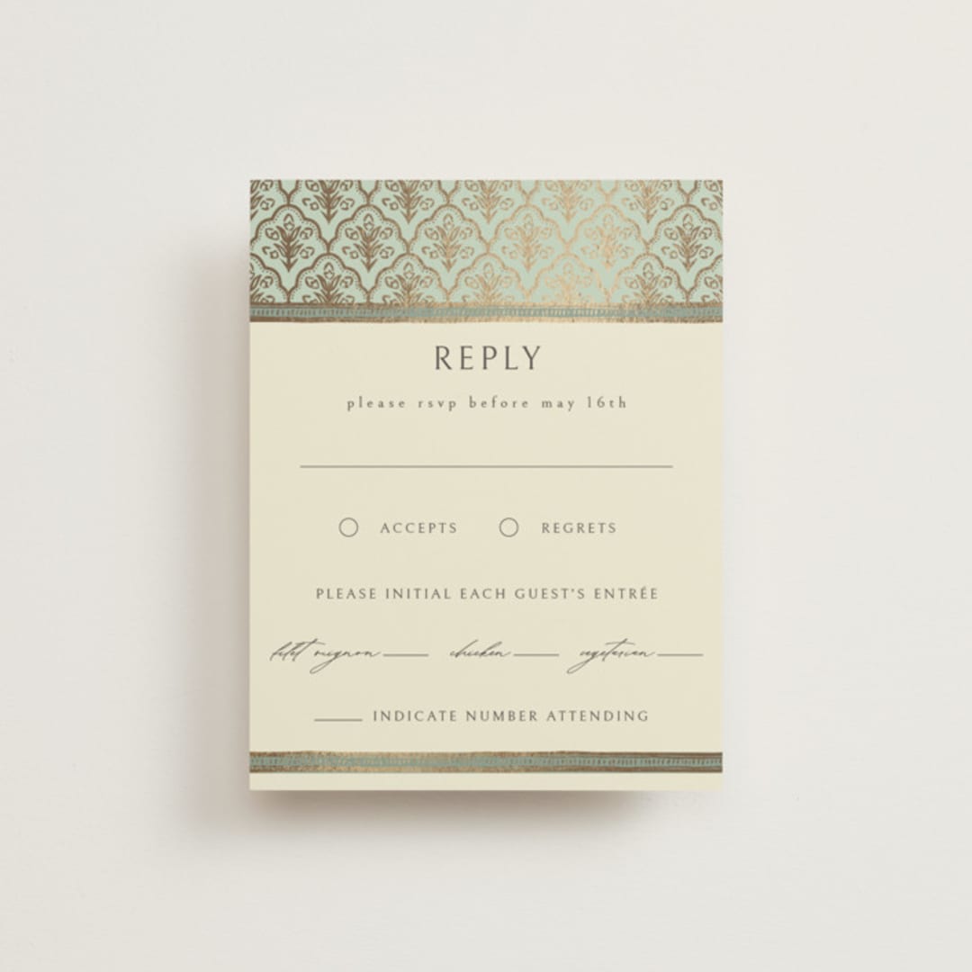 "Aatreya" - RSVP Cards in Aqua by Pati Cascino - Front