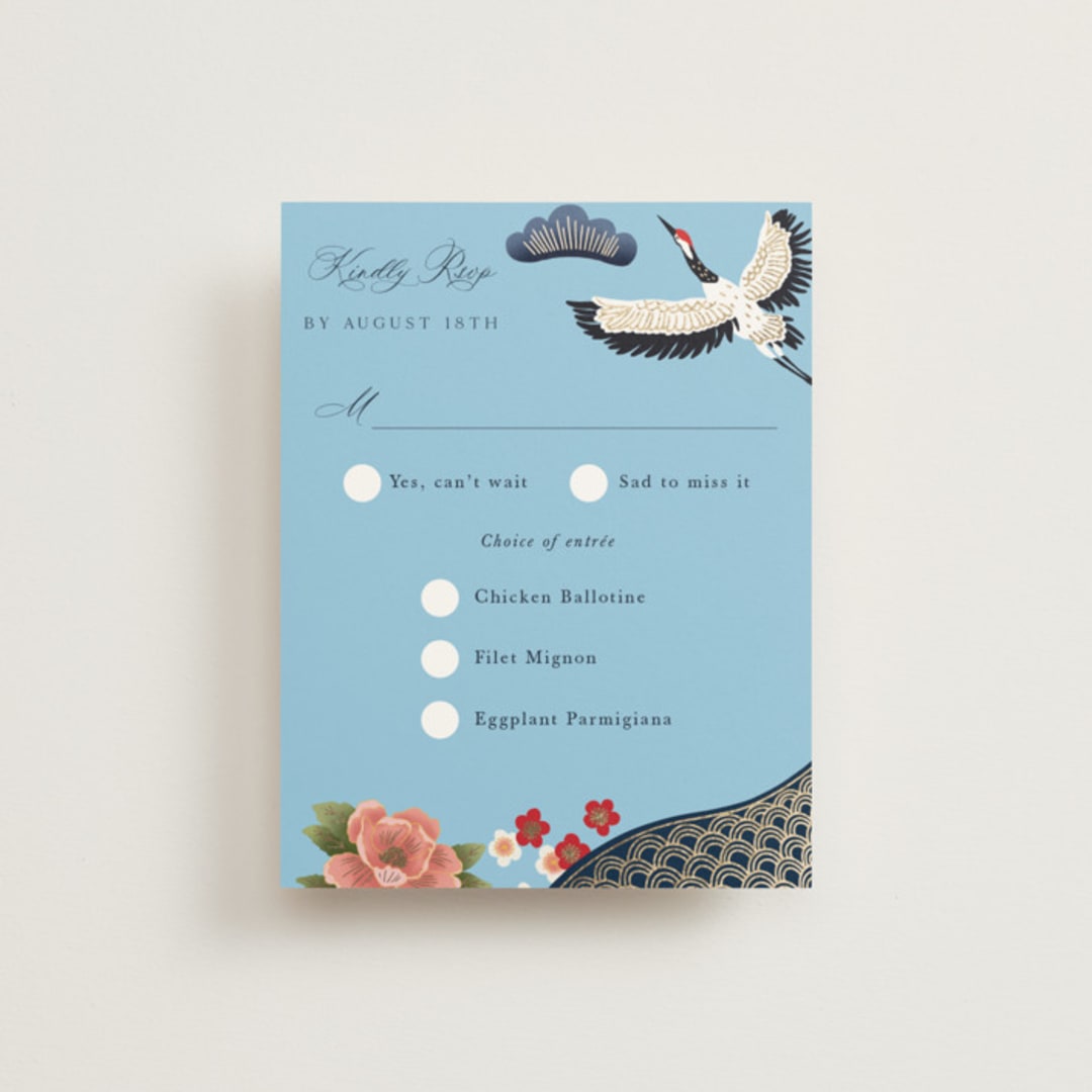 "kimono" - RSVP Cards in Ocean by Elly - Front