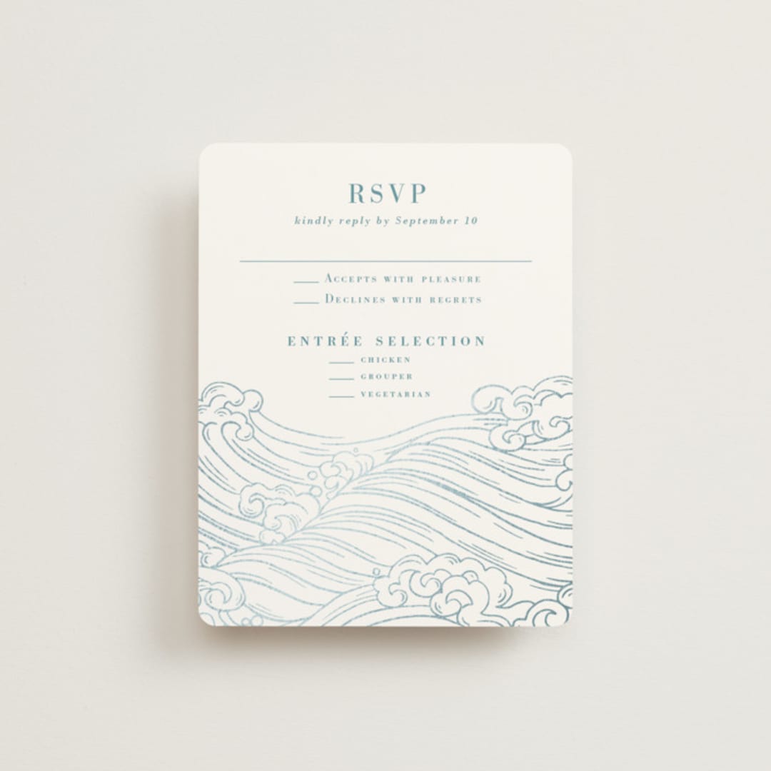"waves" - RSVP Cards in Aqua by Jessie Steury - Front