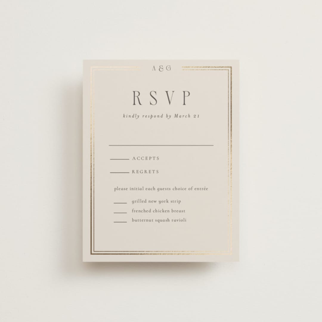"Grace" - RSVP Cards in Champagne by Nicole Walsh - Front