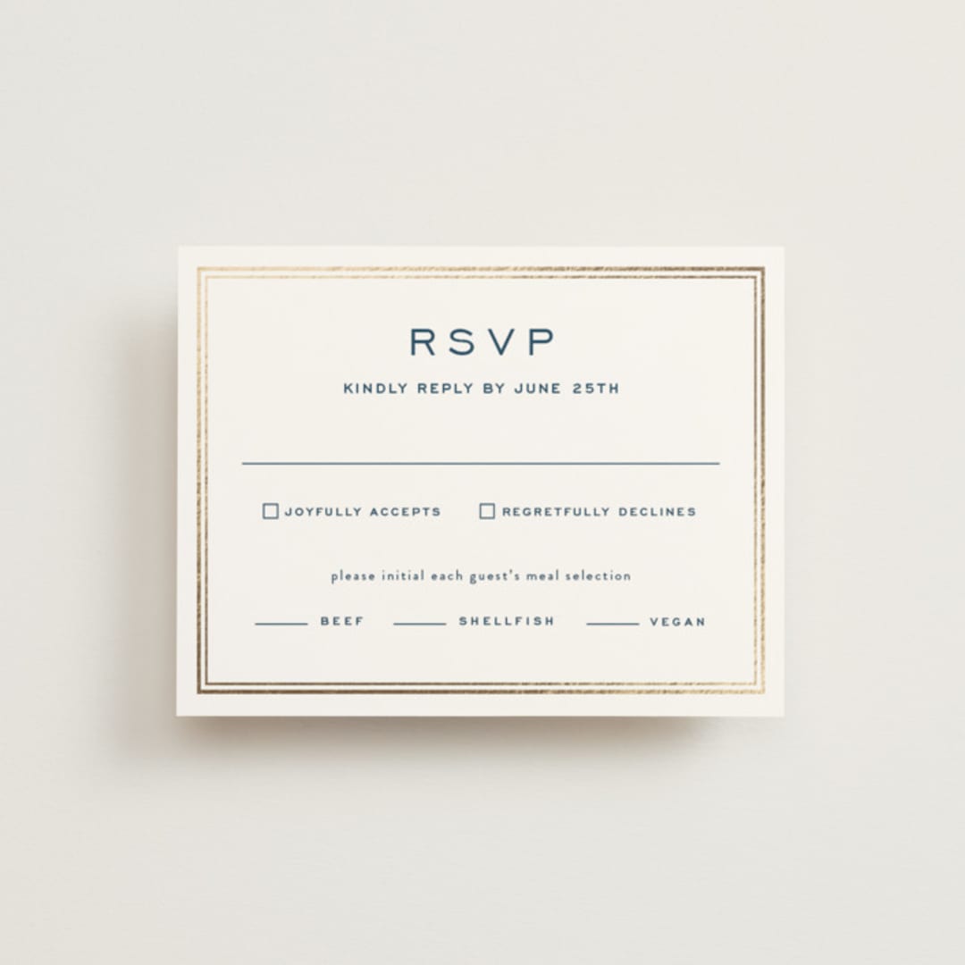 "Anchored" - RSVP Cards in Royal Navy by Olivia Raufman - Front