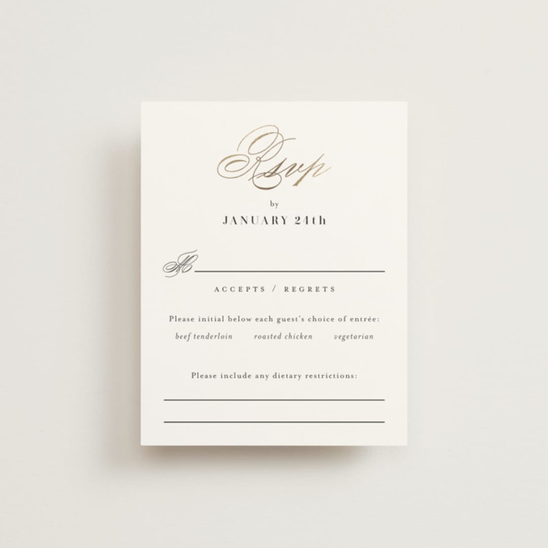 "Gilded Ampersand" - RSVP Cards in Cotton by Jennifer Postorino - Front