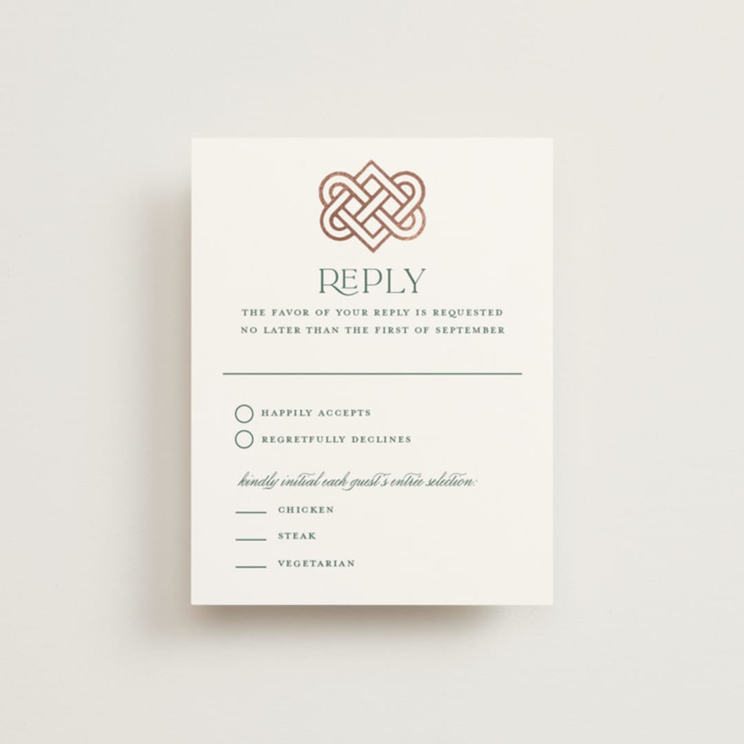"Celtic Love Knot" - RSVP Cards in Clover by Kerry Doyle - Front