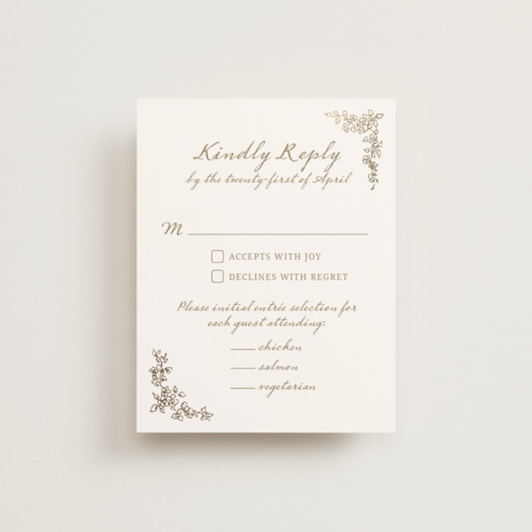 "Boho flower crest" - RSVP Cards in Ivory by Cass Loh - Front