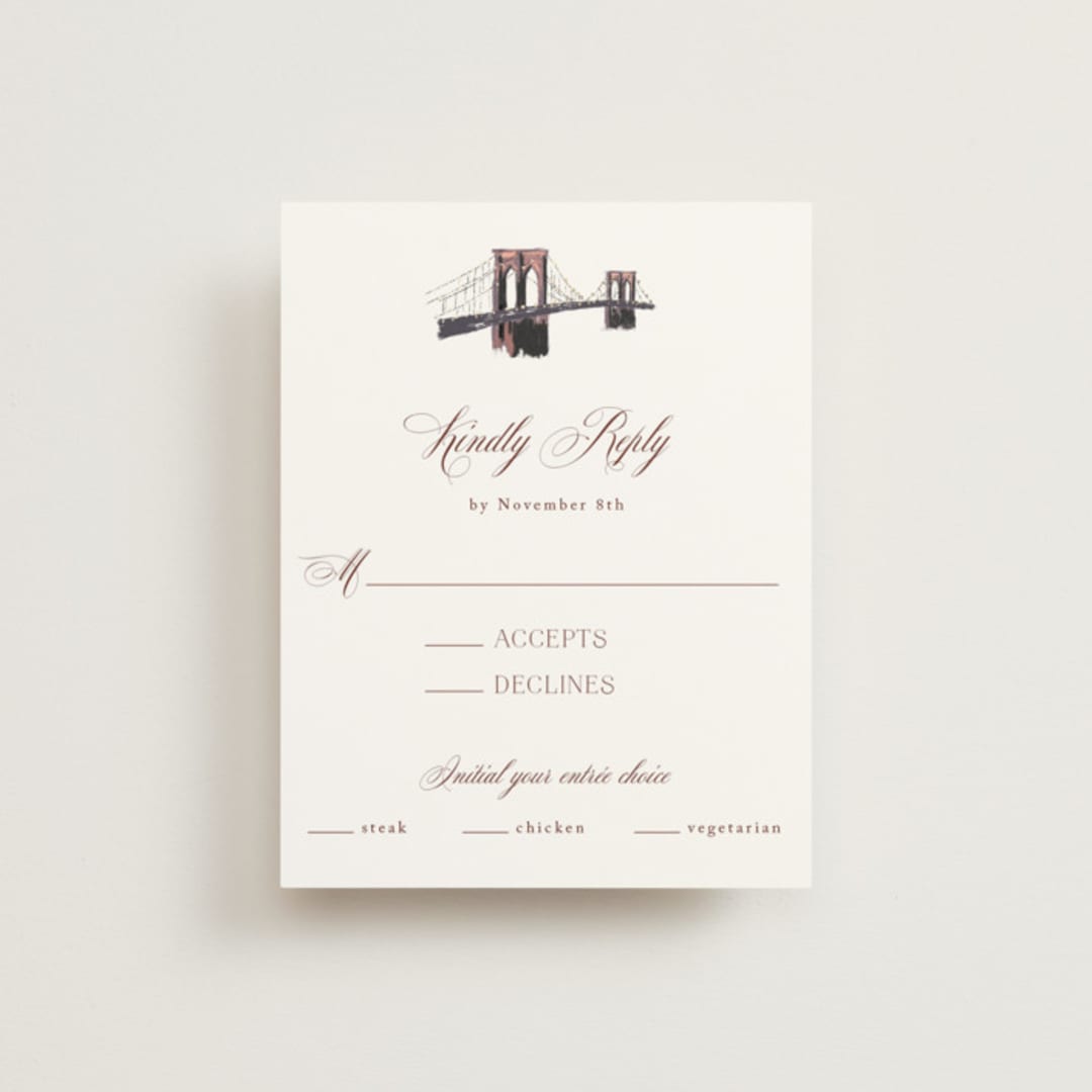 "Brooklyn Bridge" - RSVP Cards in Chiffon by Cass Loh - Front