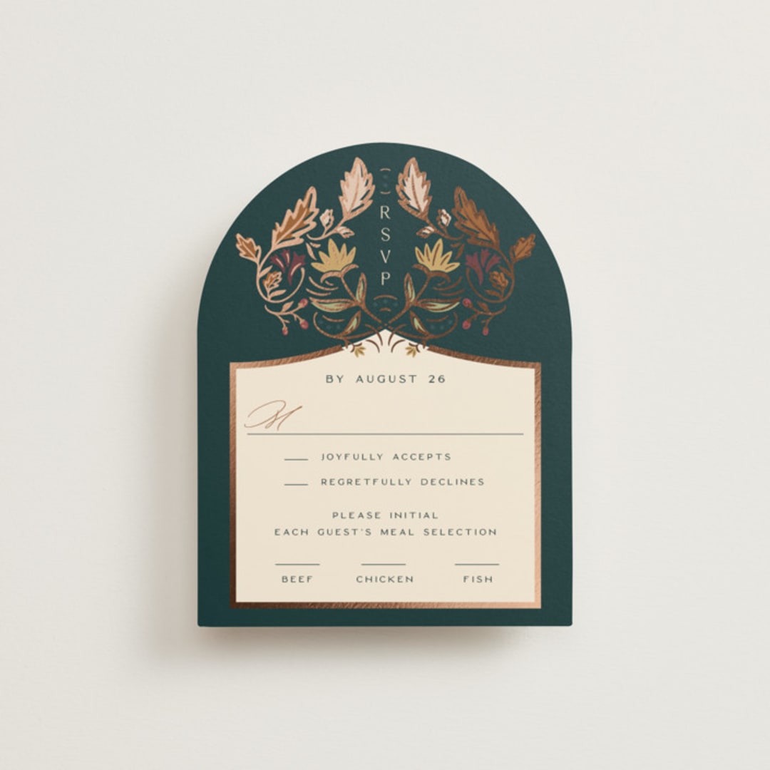 "Autumnal Arch" - RSVP Cards in Deep Sea by Erin German - Front