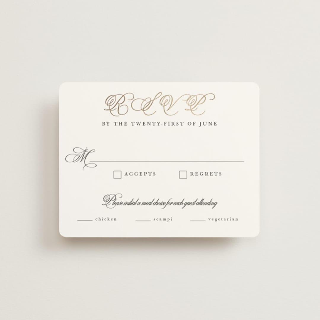 "Traditionalist" - RSVP Cards in Snow by Sarah Brown - Front