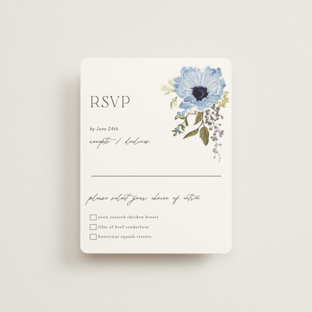"Timeless Blooms" - RSVP Cards in Azure by Susan Moyal - Front
