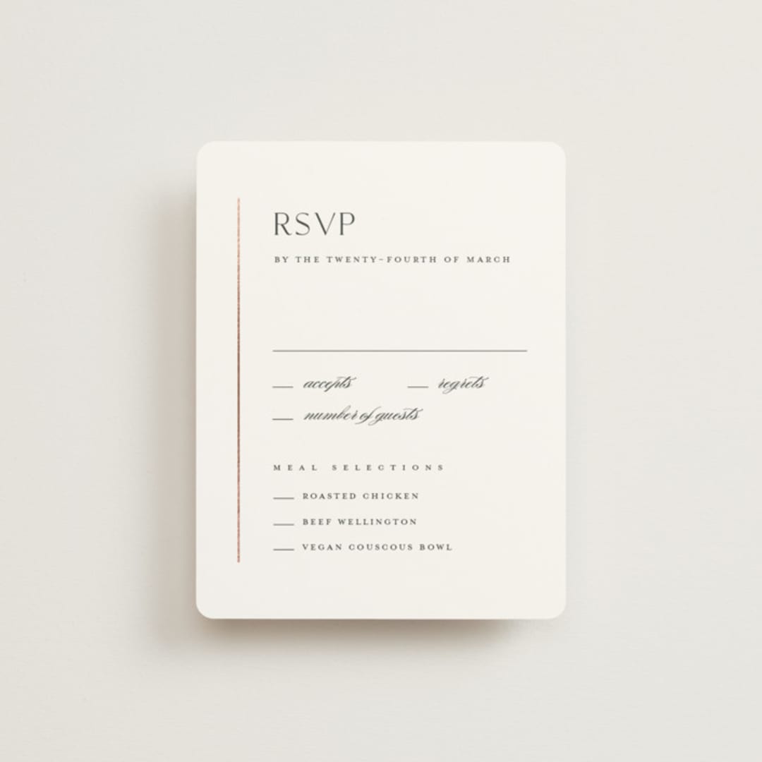 "Understated Elegance" - RSVP Cards in Cotton by Stacey Meacham - Front