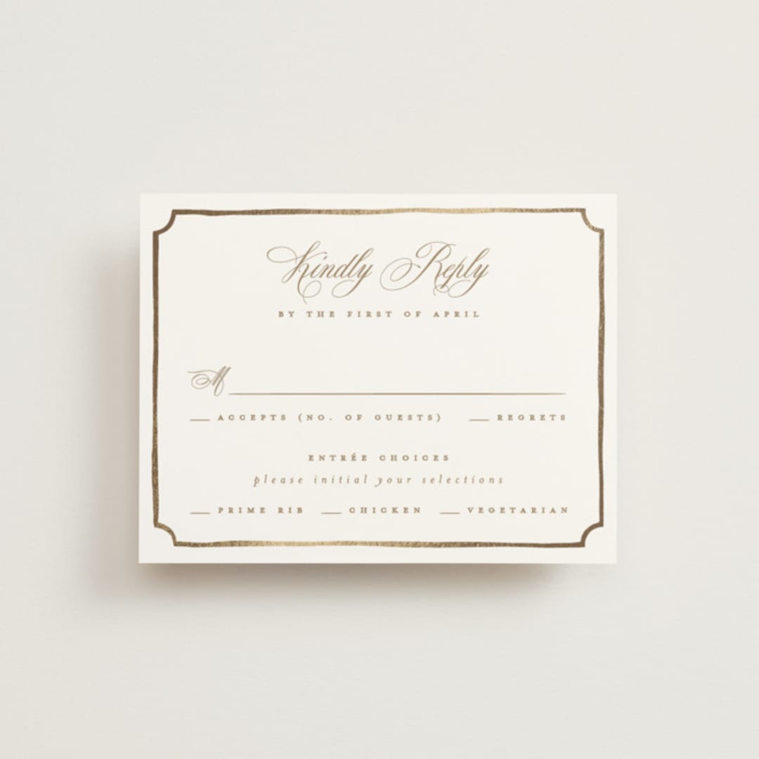 "Monogram in Leaves" - RSVP Cards in Pearl by Leah Bisch - Front