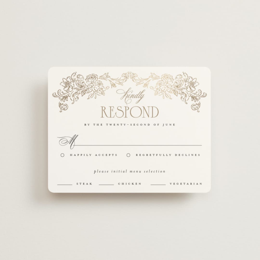 "Rococo" - RSVP Cards in Pearl by Jenna Holcomb - Front