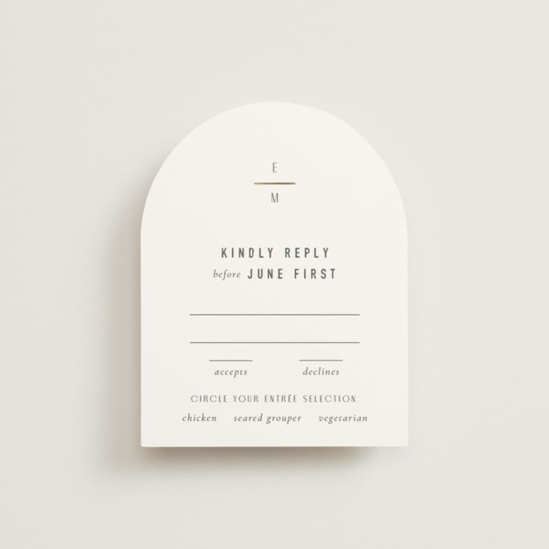 "Minimal Monogram" - RSVP Cards in Granite by Jackie Mangiolino - Front