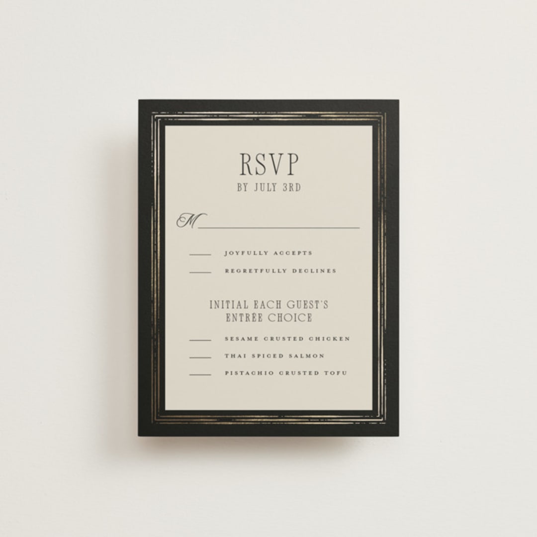 "Emilie" - RSVP Cards in Noir by Randi Cirelli - Front