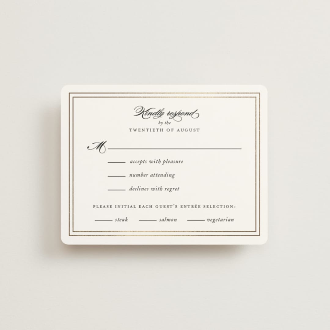 "Eloquence" - RSVP Cards in Snow by Kimberly FitzSimons - Front