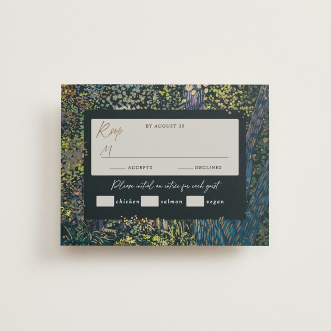 "By the Creek" - RSVP Cards in Emerald by Becky Nimoy - Front