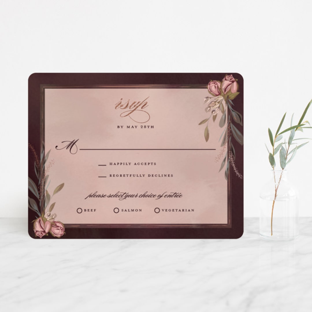 "Verdigris" - RSVP Cards in Rose by Susan Moyal - Front