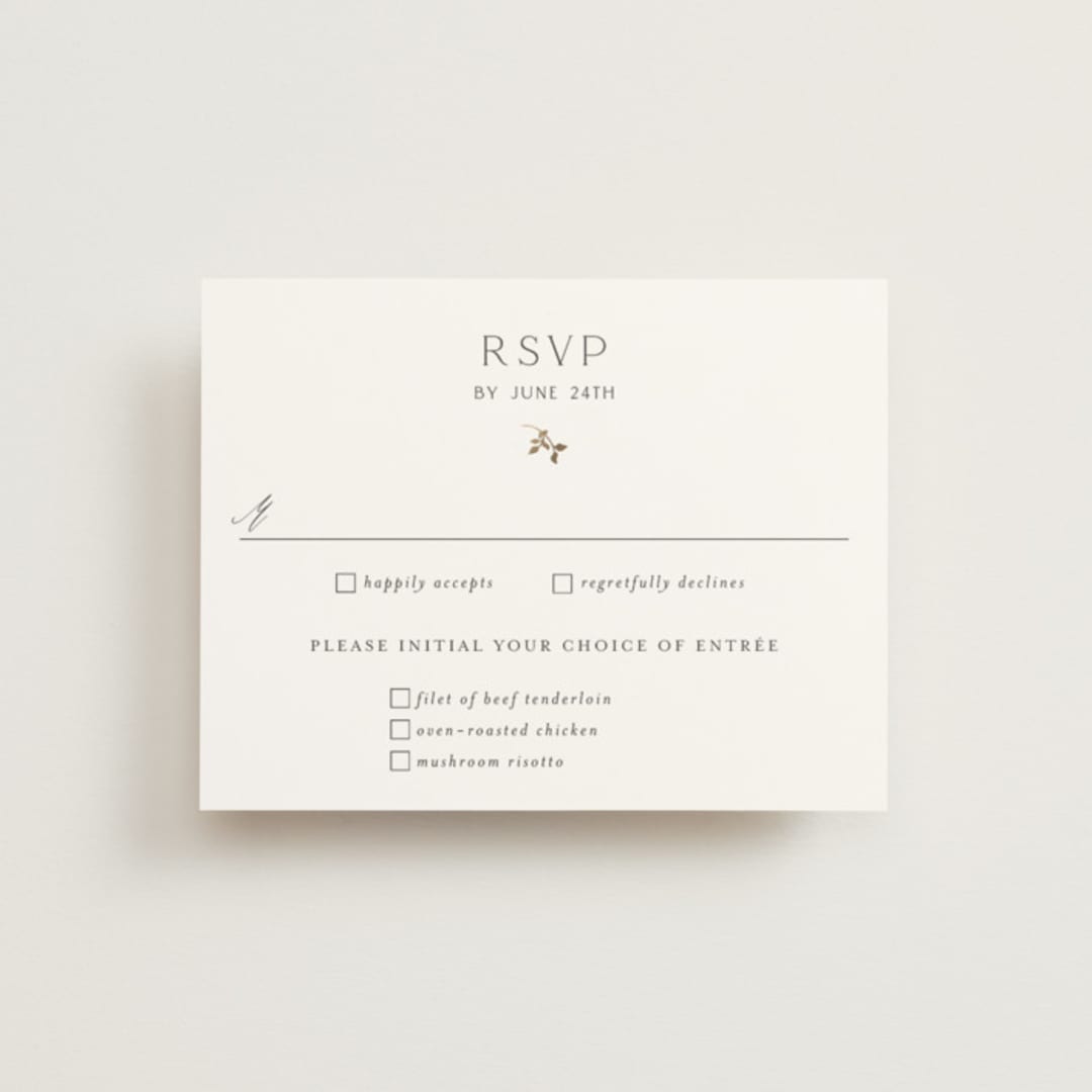 "Delicate Vine" - RSVP Cards in Alabaster by Susan Moyal - Front