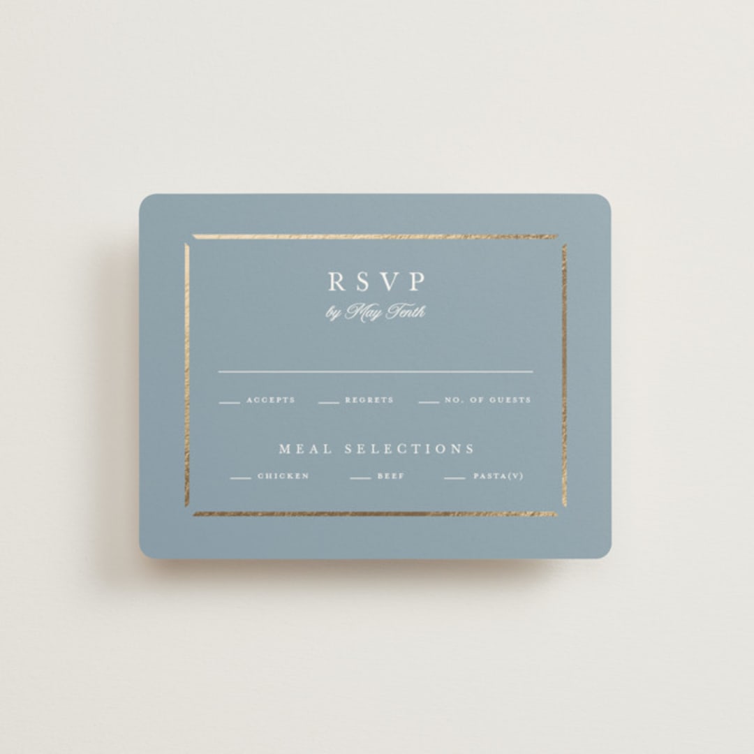 "Elegant bevel" - RSVP Cards in Dusty Blue by Stacey Meacham - Front