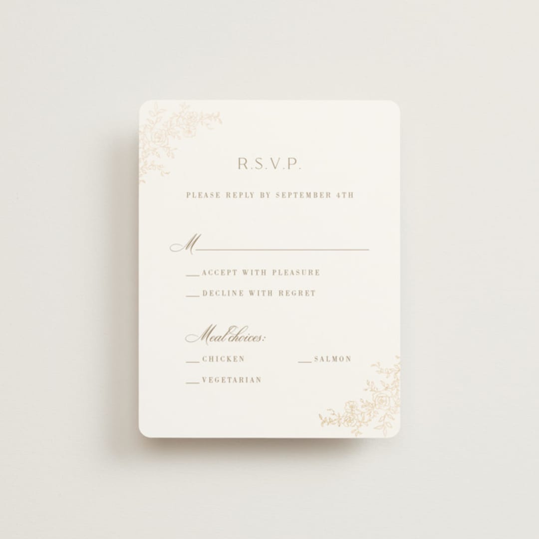 "floral crest" - RSVP Cards in Champagne by Cass Loh - Front