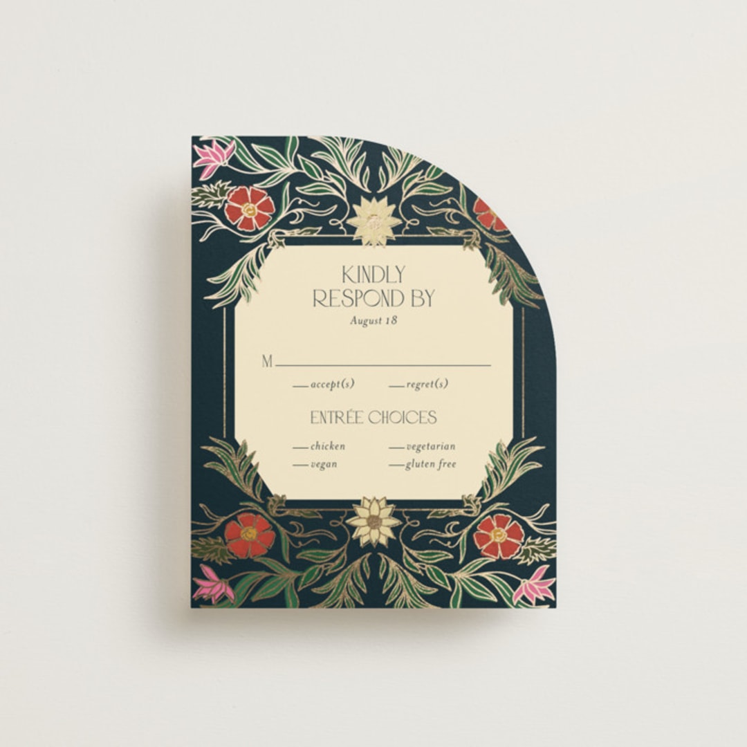 "Gilded Tapestry" - RSVP Cards in Midnight Garden by Simona Camp - Front