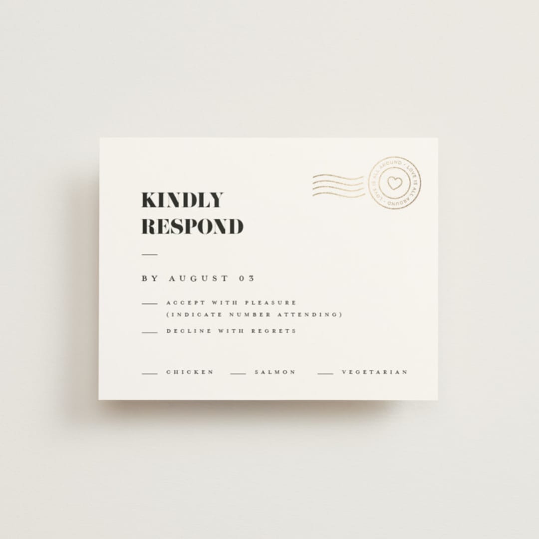 "Golden Stamp" - RSVP Cards in Snow by FRANI - Front