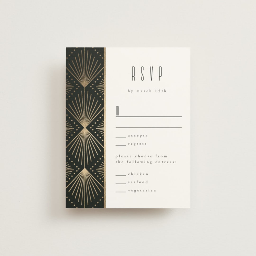 "Deco pattern" - RSVP Cards in Onyx by Ana de Sousa - Front
