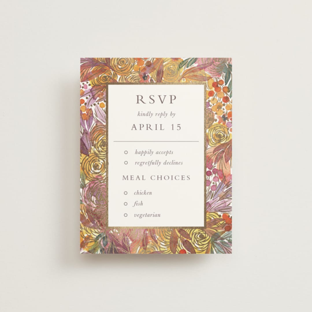 "Autumn flowers" - RSVP Cards in Amber by Alexandra Dzh - Front