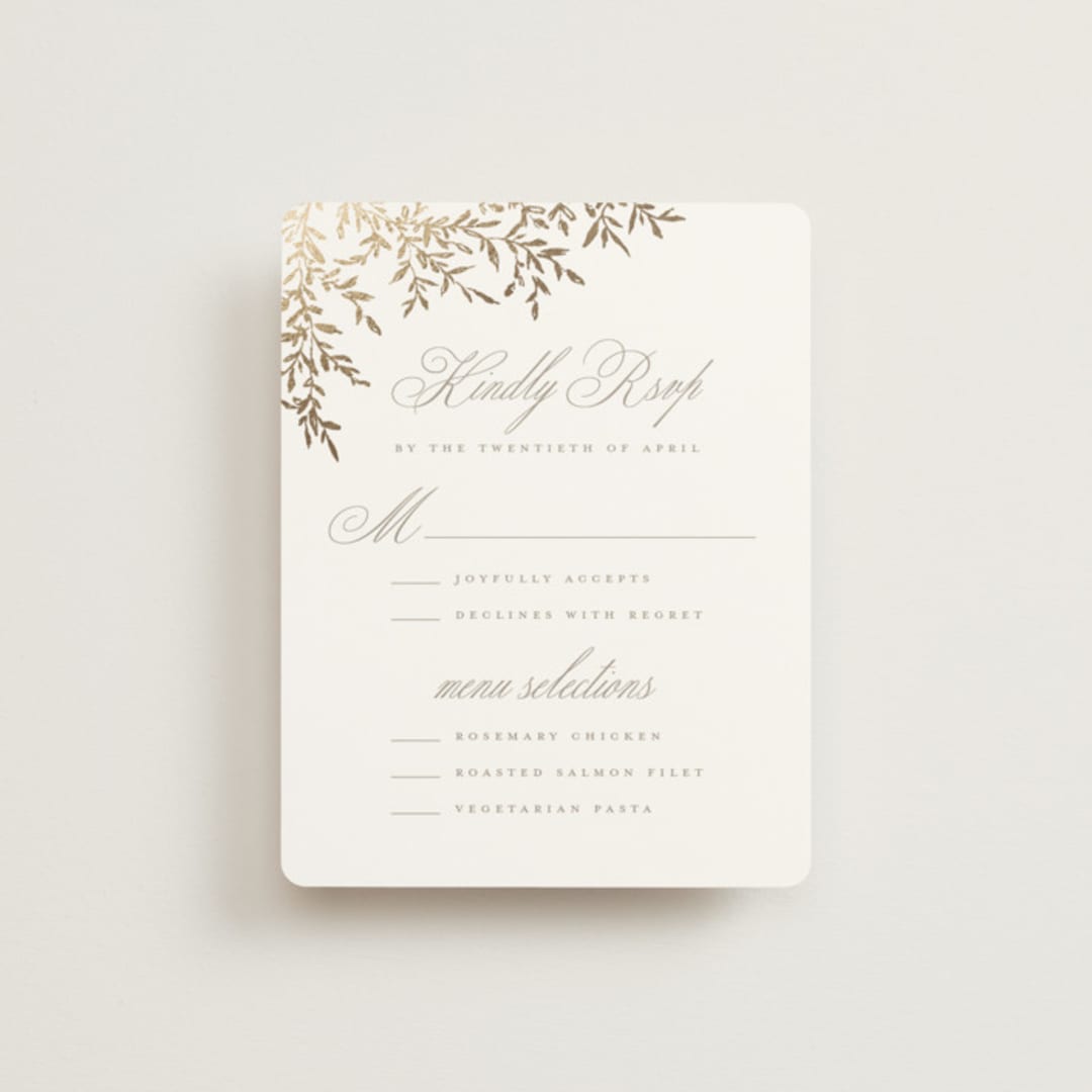 "Romantic Wreath" - RSVP Cards in Chantilly by Wildfield Paper Co - Front