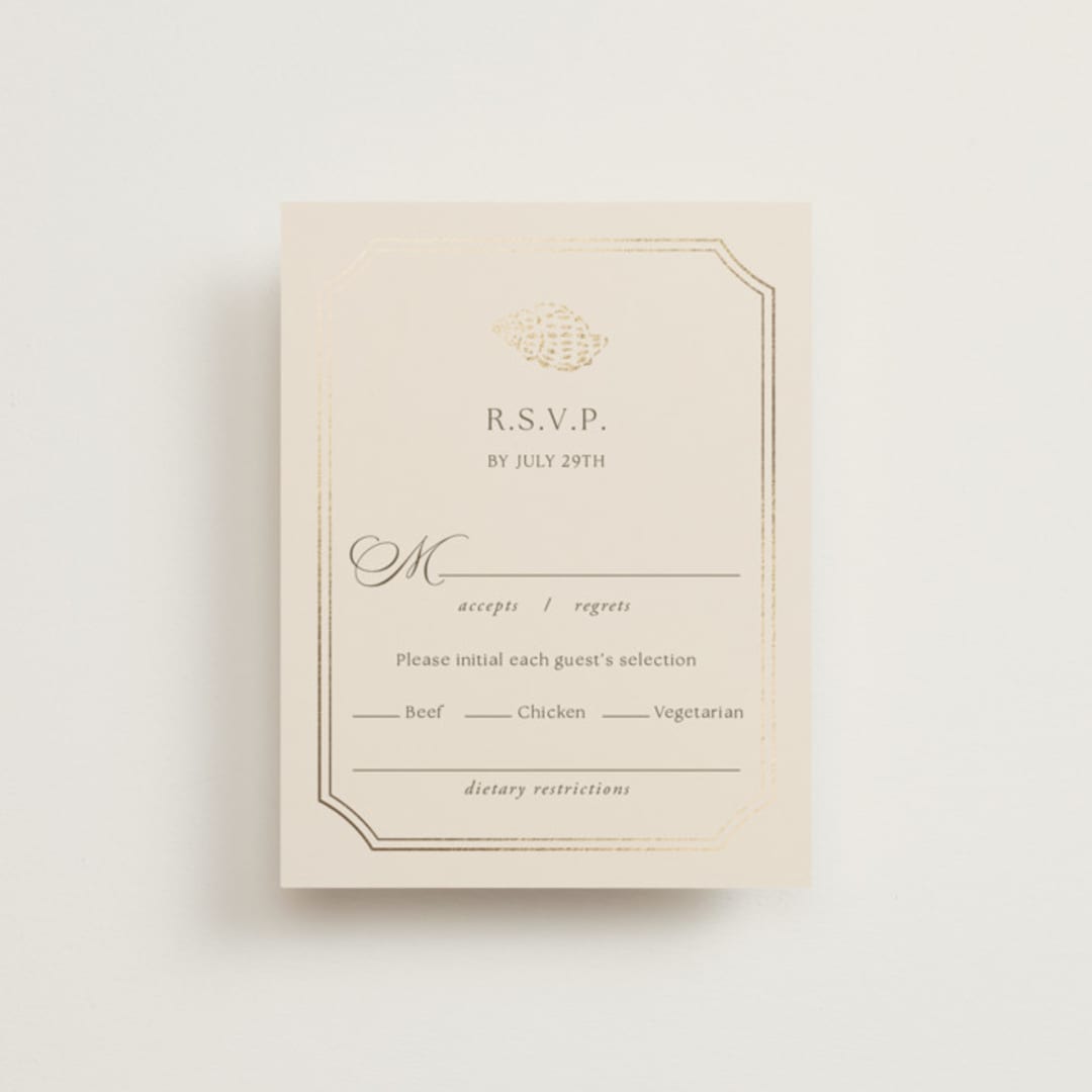 "Seaside" - RSVP Cards in Champagne by Griffinbell Paper Co. - Front