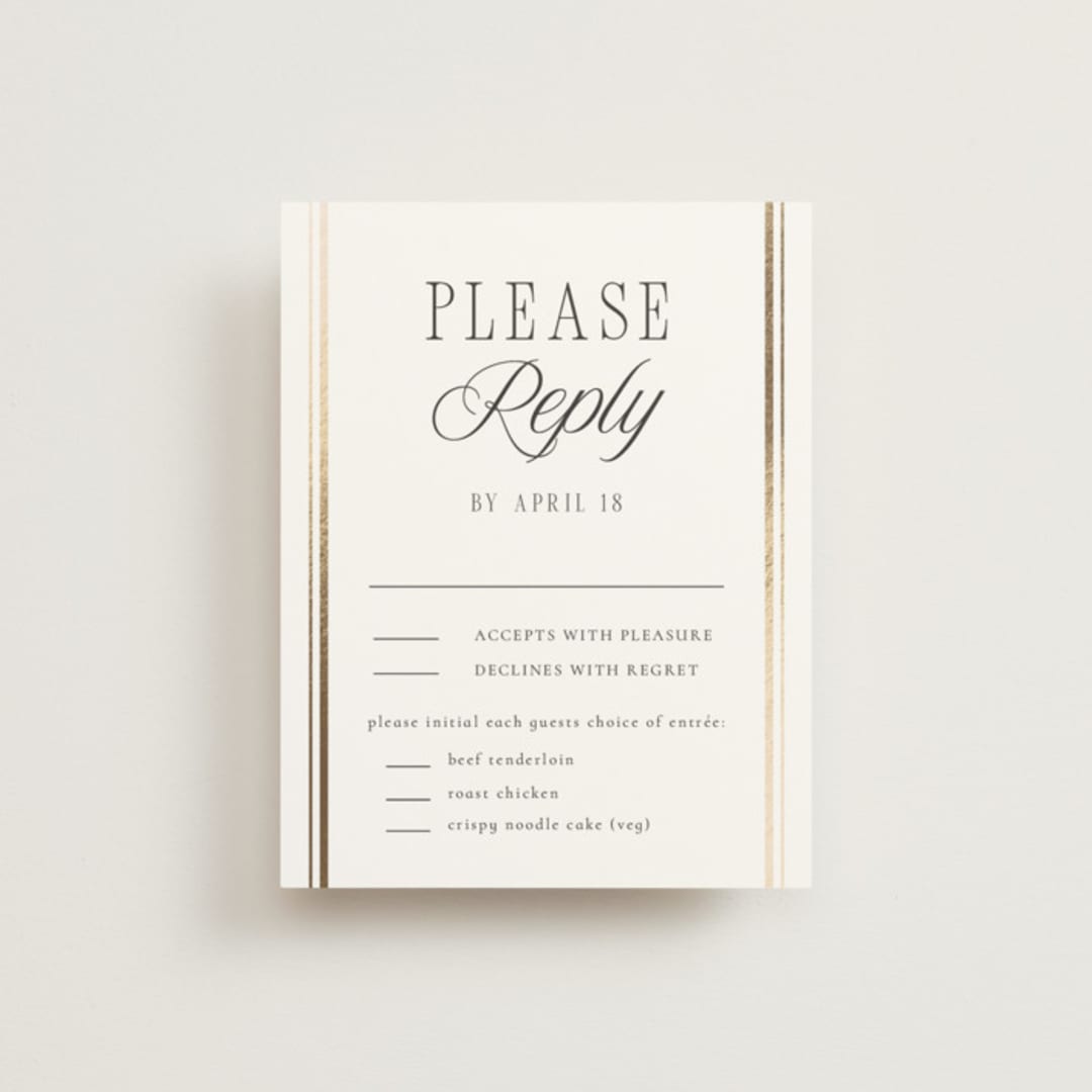 "Side Stripe" - RSVP Cards in Pearl by Nicole Walsh - Front