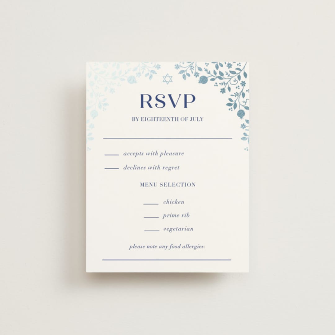 "Pomegranate Floral Frame" - RSVP Cards in Royal by Nam Bourassa - Front