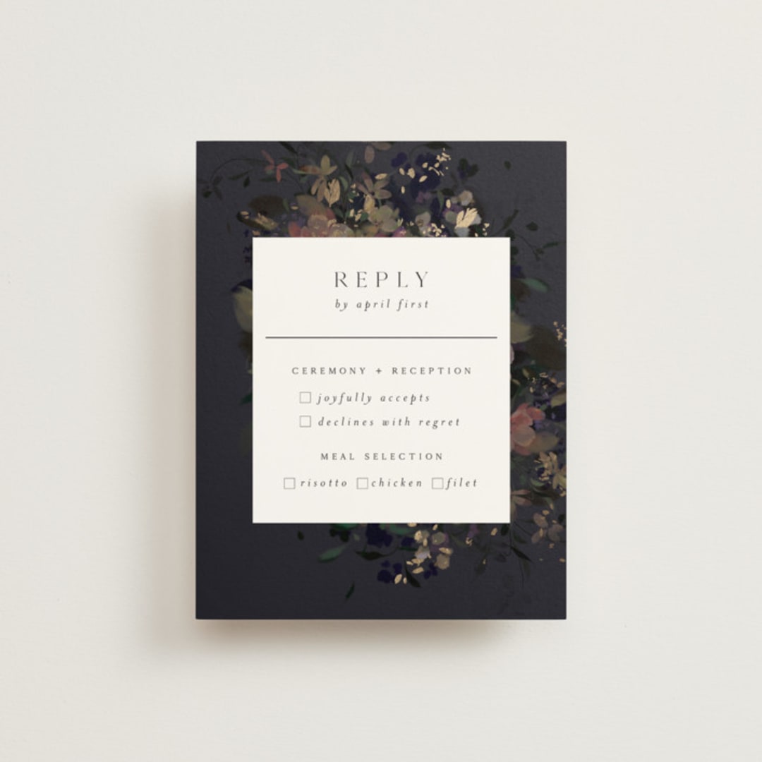 "Vintage Rose Garden" - RSVP Cards in Midnight by Grace Kreinbrink - Front