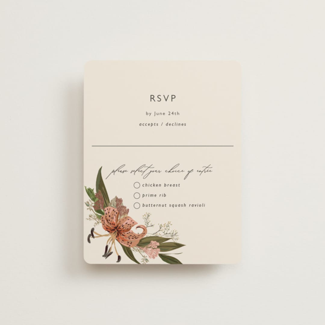 "Delicate" - RSVP Cards in Terracotta by Susan Moyal - Front
