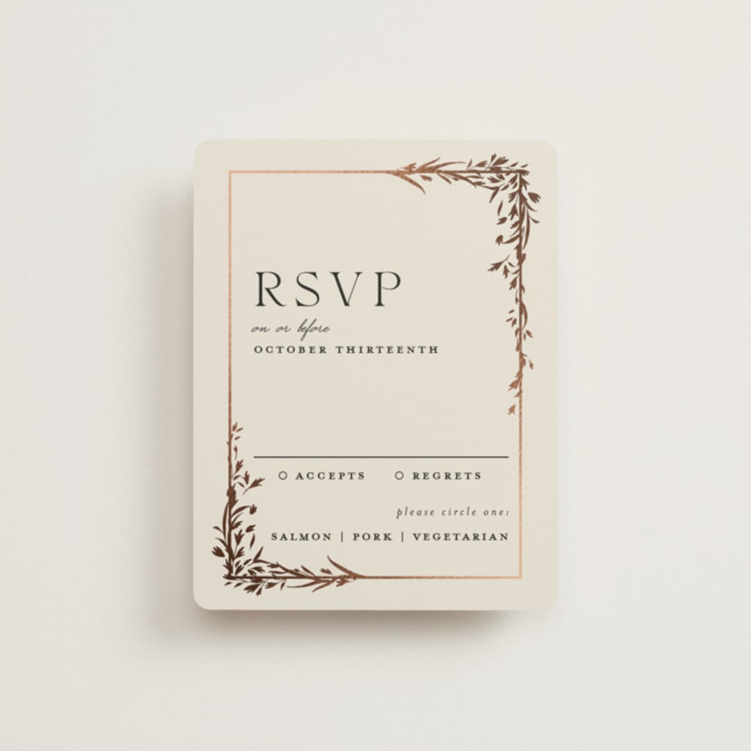 "Trailing Vines" - RSVP Cards in Almond by Erin L. Wilson - Front