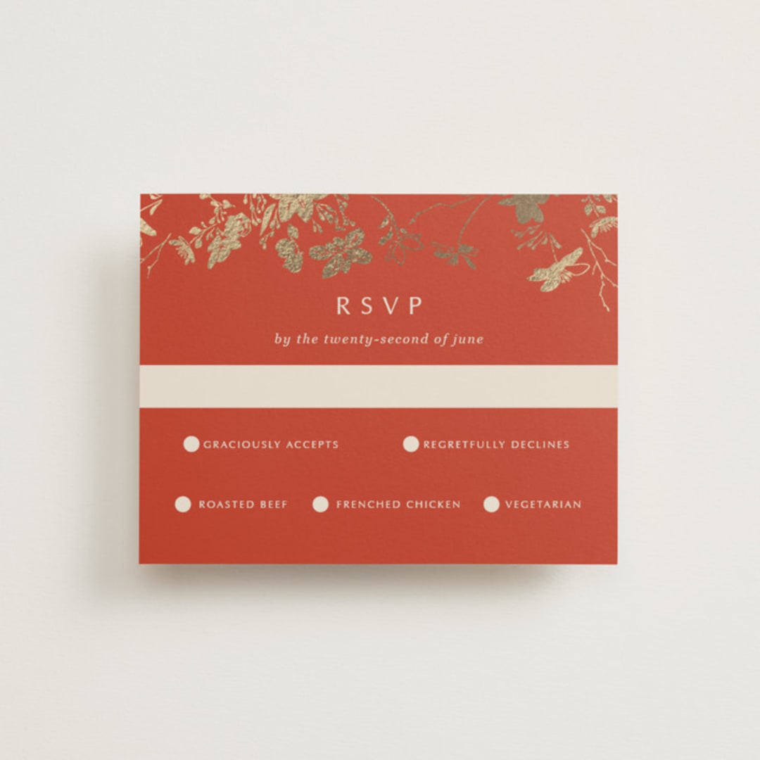 "Abstract Flora" - RSVP Cards in Lava by Stellax Creative - Front