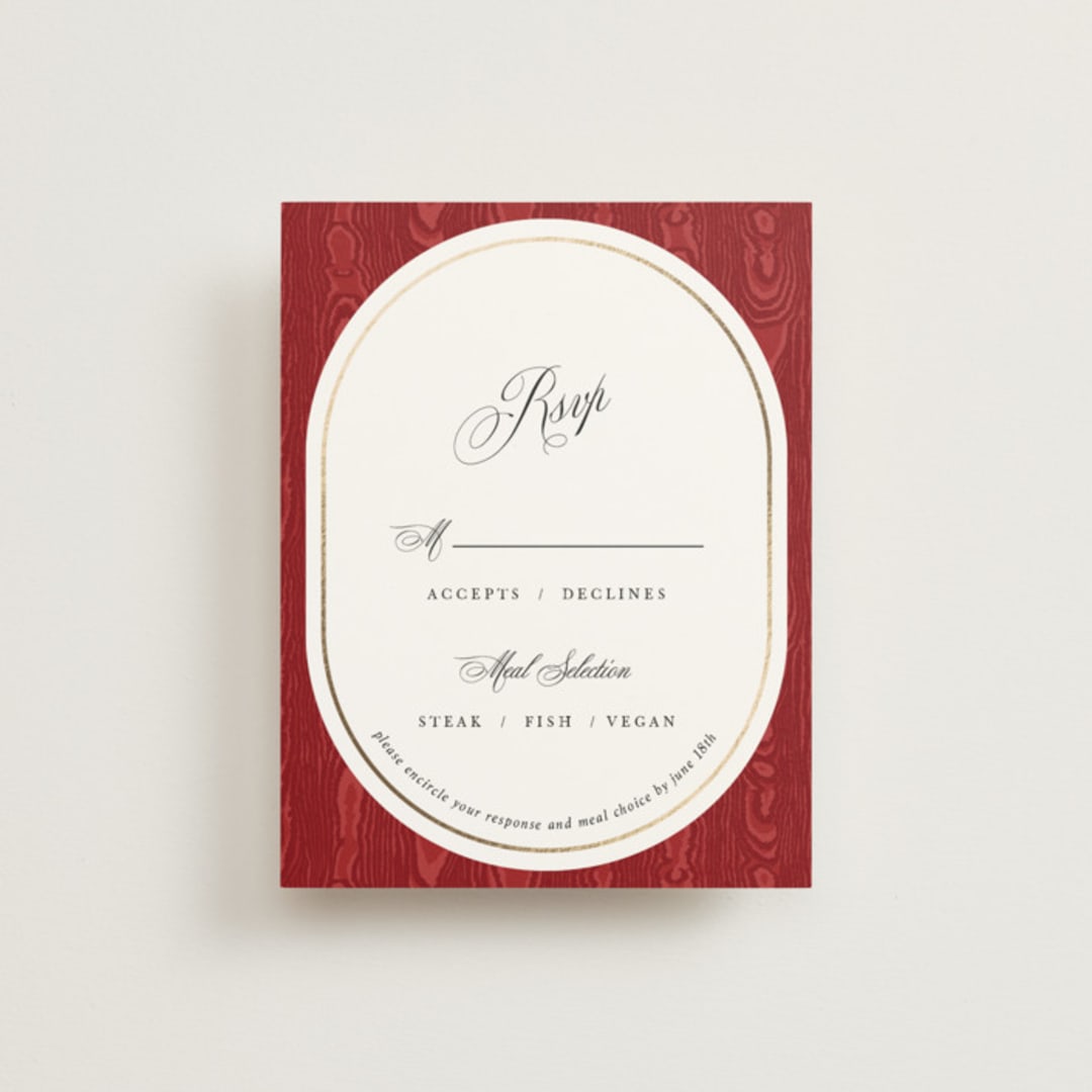 "Moiré" - RSVP Cards in Crimson by Studio Suku - Front