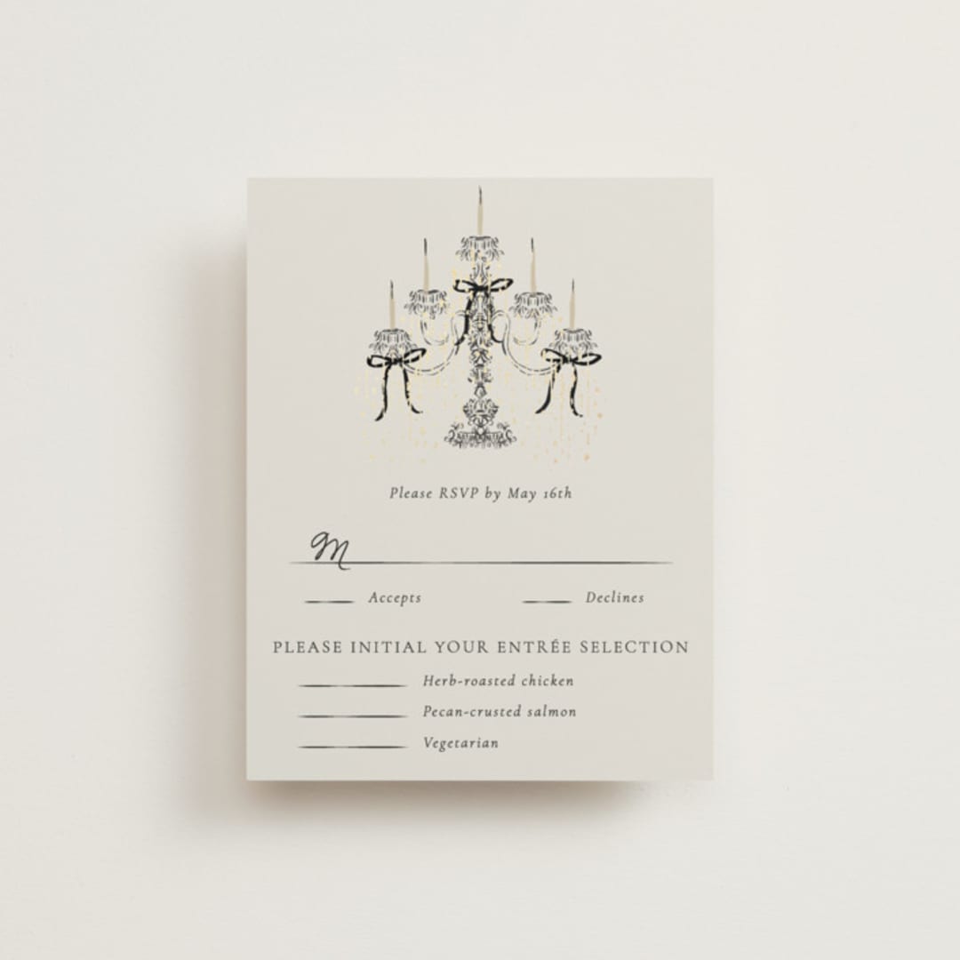 "Hand Illustrated Whimsical Chandelier" - RSVP Cards in Noir by Jackie Crawford - Front