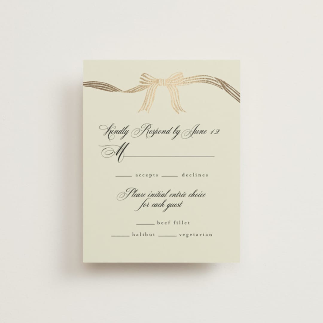 "All Tied Up" - RSVP Cards in Champagne by Chris Griffith - Front