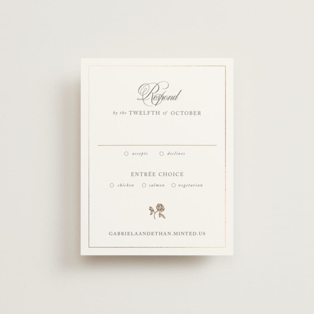 "Here With You" - RSVP Cards in Classic Bride by Design Lotus - Front