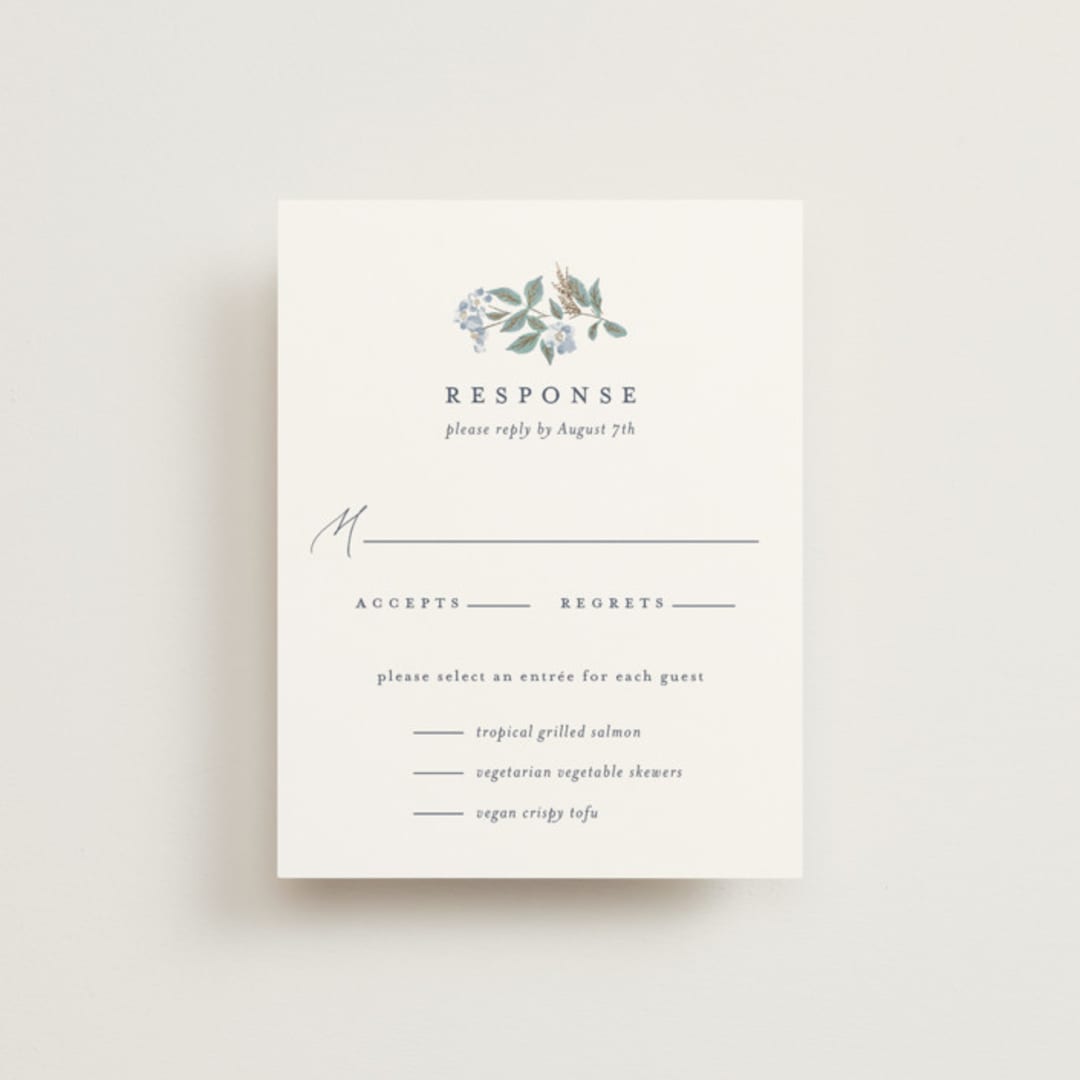 "Climbing Florals" - RSVP Cards in Sapphire by Olivia Raufman - Front