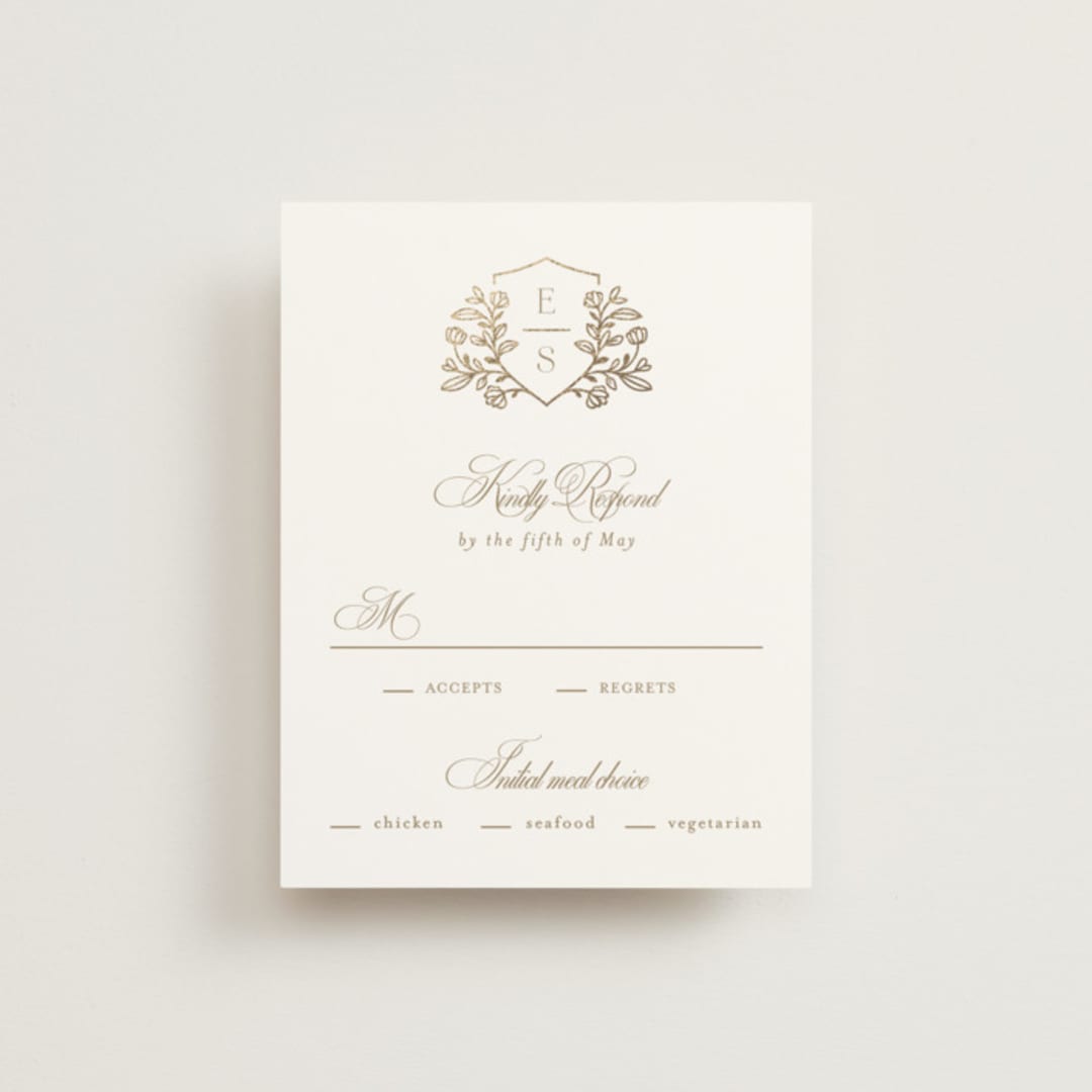 "Gold Crest" - RSVP Cards in Ivory by Mansi Verma - Front
