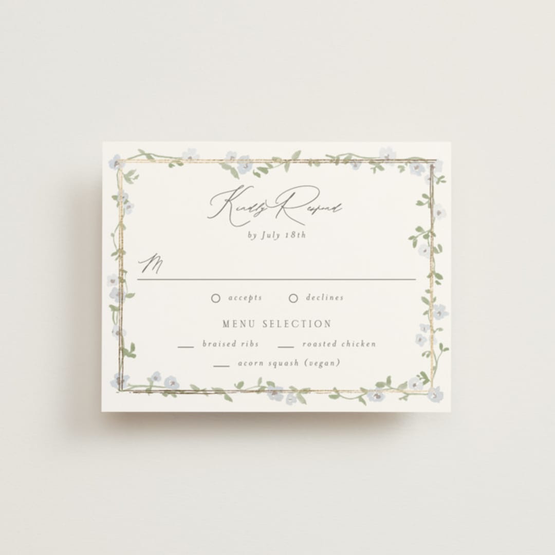 "Portico" - RSVP Cards in Blue Bell by Everett Paper Goods - Front